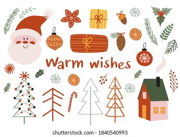 set of isolated bohemian Christmas elements