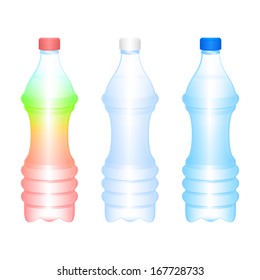 Set of the isolated bottles on a white background.