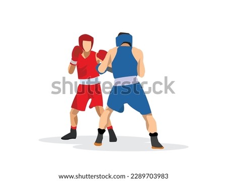 Set of isolated boxing people on white background. Punching bag training. Men in boxing gloves fighting design elements.