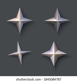 Set of isolated bronze stars on grey background. Vector holiday illustration.