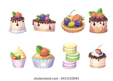 A set of isolated brownies. Vector illustration.