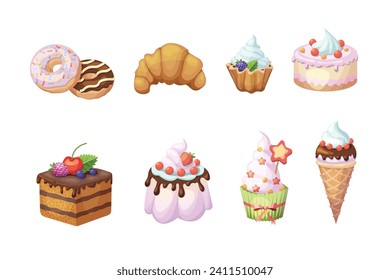 A set of isolated brownies. Vector illustration.