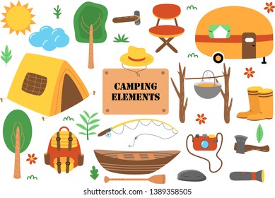 set of isolated camping elements part 2 - vector illustration, eps