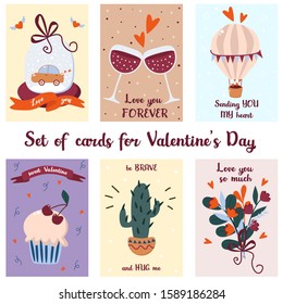 set of isolated cards for valentine's day part 1 - vector illustration, eps