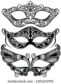 Set of isolated carnival masks