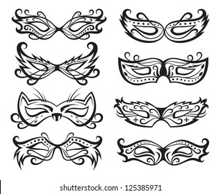 set of isolated carnival masks