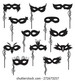 set of isolated carnival masks