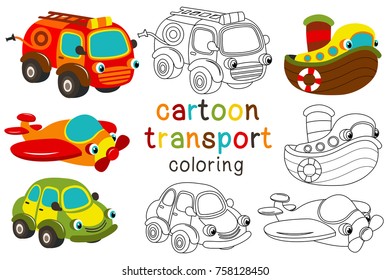 set of isolated cartoon transport with eyes - vector illustration, eps
