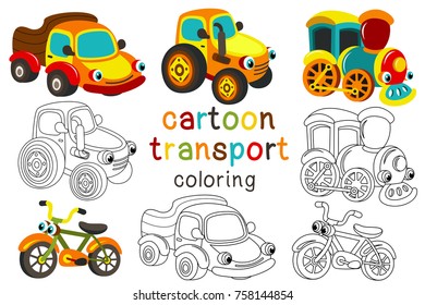 set of isolated cartoon transport with eyes part 2 - vector illustration, eps
