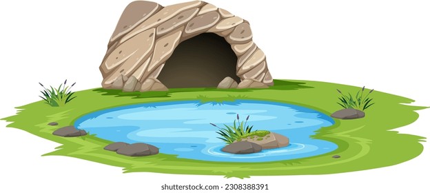 Set of isolated cave cartoon illustration