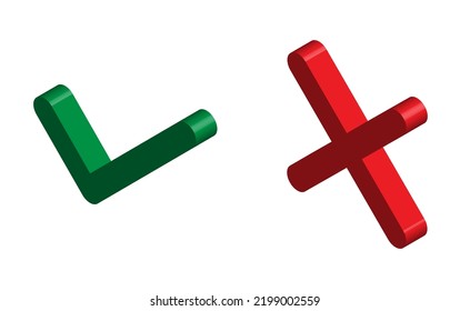Set of isolated Check and cross mark, yes and no symbol vector illustration, bad good choice .
