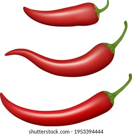 set of isolated chili peppers