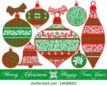 Set of Isolated Christmas Balls on White Background, Vector Version 