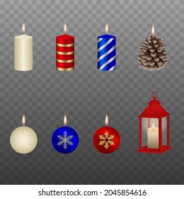 conjunto aislado de velas de navidad