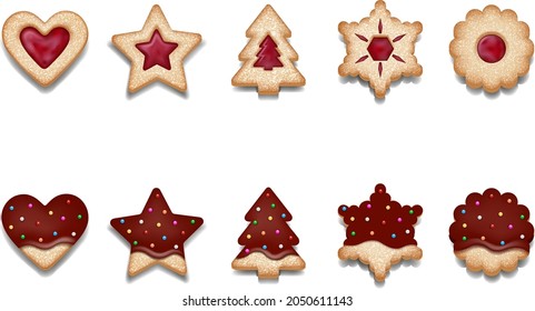 set of isolated christmas cookies