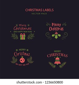 Set of isolated Christmas frames and labels. Vector illustration for your design
