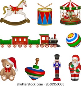 set of isolated christmas toys