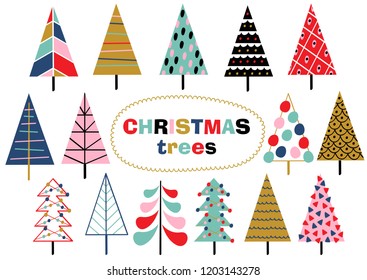 set of isolated christmas trees - vector illustration, eps