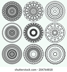 set of isolated circle ornaments