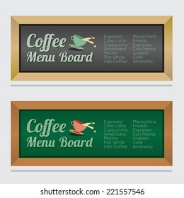 Set Of Isolated Coffee Menu Board Vector Illustration