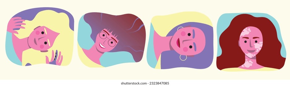 Set or isolated collection with diverse inclusive modern women. vector stock illustration