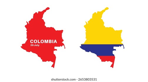 Conjunto de mapas isolados da colômbia. bandeira da colômbia sobreposta com proporções de bandeira. Mapas e viagens ao redor do mundo