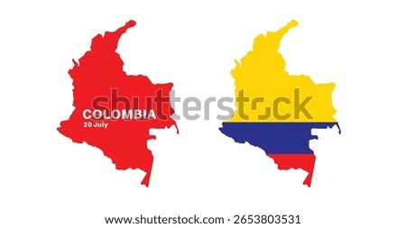 Set of isolated colombia maps. colombia flag overlaid with flag proportions. Maps and traveling around the world