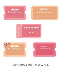 Set of isolated color coupons for mom template in flat style