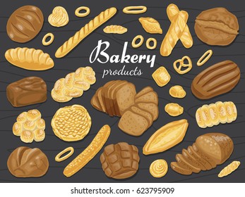 Set of isolated colored bakery products