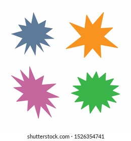Set of isolated colored starbursts. Vector illustration.