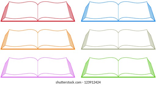 set isolated colorful book silhouette