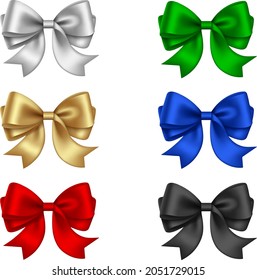 set of isolated colorful bows