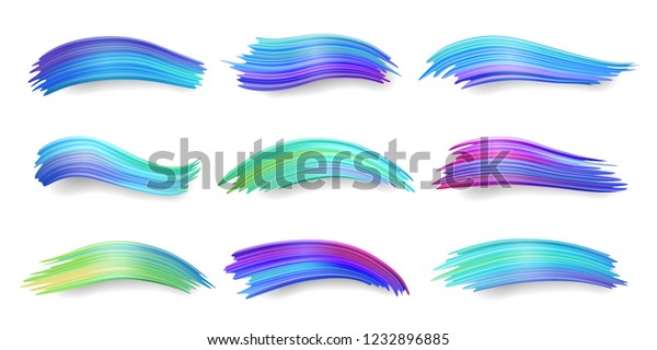 Set Isolated Colorful Brush Strokes Gradient Stock Vector (Royalty Free ...