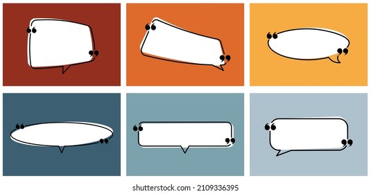 Conjunto de burbujas de voz aisladas de gradiente de color de plantillas de formas largas. Ilustración vectorial.