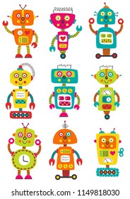 set of isolated colorful robots