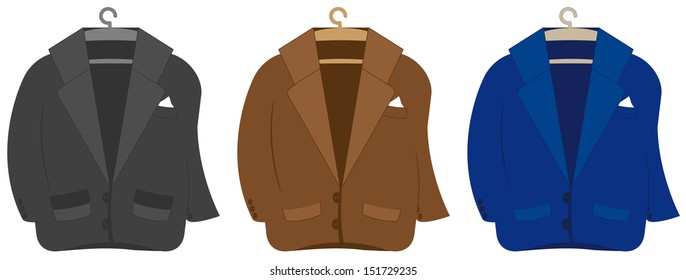 set isolated colorful suit jacket on white background 