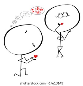 set of isolated couple cartoon, ideal for funny wedding