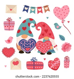 set of isolated couple of gnomes and other love elements