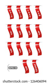 Set of isolated coupon sales . Paper stickers coupon save badge isolated on white