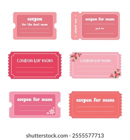 Set of isolated coupons for mom template in flat style