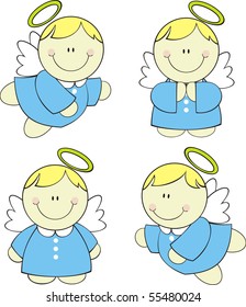 set of isolated cute little angels, vector format very easy to edit
