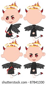 Set of isolated cute little fallen angels