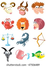 Set of isolated cute zodiac symbols