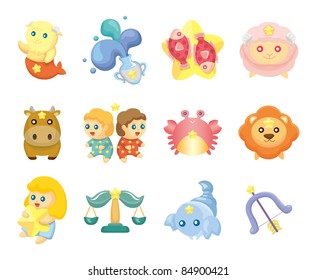 Set of isolated cute zodiac symbols