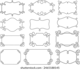 set of isolated decorative borders. collection of rope frames