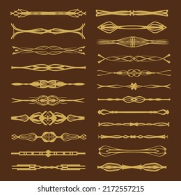 Conjunto de bordes caligráficos decorativos aislados. Plantilla para etiquetas, pegatinas, tarjetas o diseño de páginas. Elementos de estilo étnico para la decoración. Colección divisor de texto.