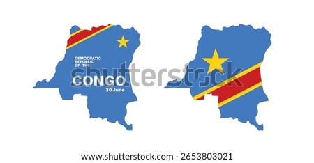 Set of isolated democratic republic of the congo maps. congo flag overlaid with flag proportions. Maps and traveling around the world

