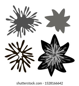 Set of isolated designs with abstract floral forms. The design is suitable for clothes design, stickers, decorations, stationary supplies, etc.