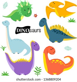 set of isolated dinosaurs- vector illustration, eps