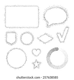 Set of isolated dotted shapes. Vector abstract frames and forms.
